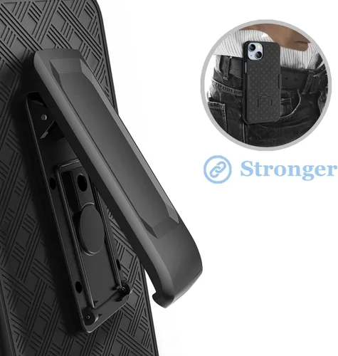 Miniatura 8 de Fingic Compatible con iPhone 14, iPhone 13 Funda con clip para cinturón, carcasa delgada combinada con soporte giratorio para cinturón, funda