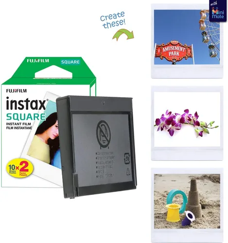Miniatura 2 de Fujifilm Instax Square SQ1 - Cámara instantánea azul glaciar con funda de transporte + película Fuji Instax (40 hojas), paquete de accesorios, álbum