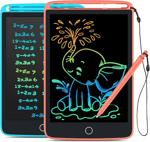 TECJOE Paquete de 2 tabletas de escritura LCD con imanes de refrigerador, tablero de garabatos para niños, notas de cocina, rellenos de calcetines