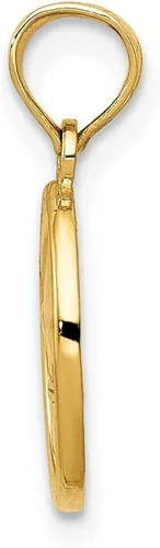 Miniatura 2 de Diamond2Deal Flor de Lis pequeña pulida de oro amarillo de 14 quilates en colgante ovalado, joyería fina para mujer, Metal, No es una piedra preciosa