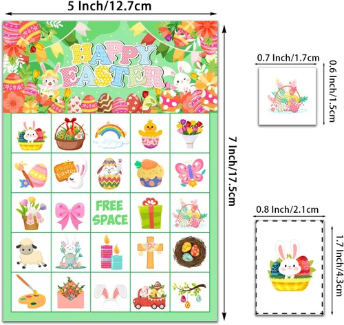 Miniatura 3 de JGCWorker Juego de bingo para el día de Pascua, suministros de fiesta divertidos para niños y adultos, 24 jugadores, coloridas tarjetas