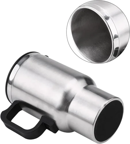 Miniatura 6 de Taza de calefacción para automóvil, taza de calefacción de viaje de acero inoxidable de 12 V 15.2 fl oz, taza de calefacción eléctrica para viajes