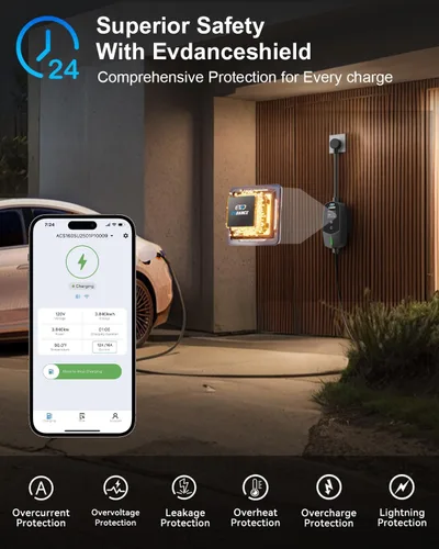 Miniatura 9 de EVDANCE Cargador portátil de nivel 1 y 2, control de aplicación inteligente y habilitado para WiFi/Bluetooth, cable de 25 pies, certificado ETL
