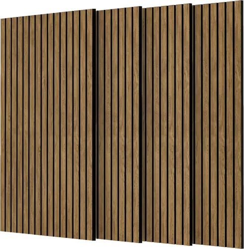 4 paneles de pared de listones de madera acústica 3D, absorción de sonido con cancelación de ruido, decoración de pared interior de teca natural