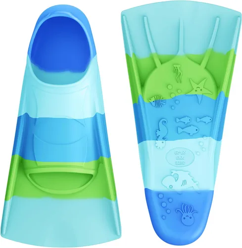 Miniatura 52 de Gintenco Aletas de Natación, Aletas de Entrenamiento de Natación para Niños para Natación de Vueltas, Aletas de Tamaño de Viaje con Bolsa de Malla