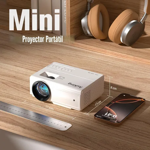 Miniatura 7 de AuKing Proyector, mini proyector actualizado 2025, proyector de video de cine en casa Full HD 1080P, compatible con HDMI/USB/AV/Smartphone/TV