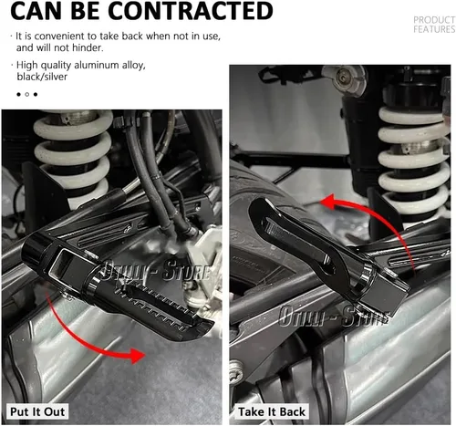 Miniatura 7 de Estriberas de pasajero trasero para motocicleta, compatibles con BMW R9T/ R NINE T Pure/R NINE T Racer/R NINE T Scrambler Estriberas plegables Negro