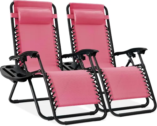 Miniatura 74 de Best Choice Products - Juego de 2 sillas reclinables y ajustables de malla y acero, sillas con sensación gravedad cero con cojines y bandejas