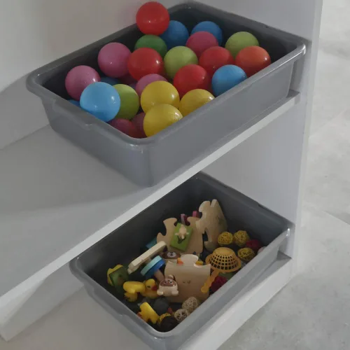 Miniatura 6 de Juego de 4 cajas de plástico gris de 13 L, caja de autobús comercial grande para platos