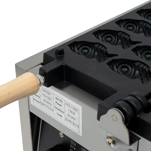 Miniatura 6 de Máquina para hacer gofres, 12 cavidades en forma de pez, para aperitivos y postres saludables, máquina de panqueques antiadherente de doble cara