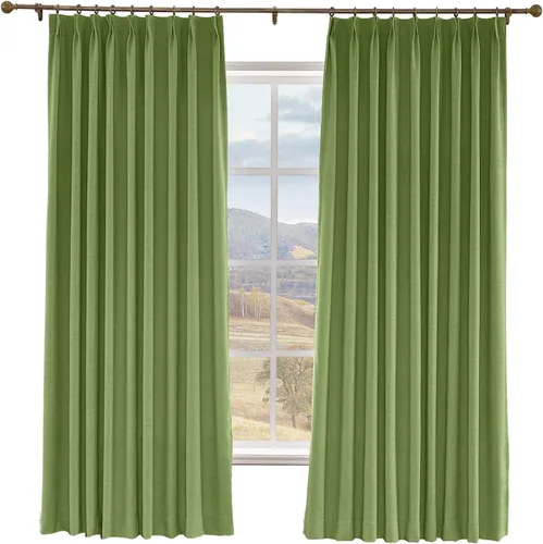 Miniatura 9 de Macochico Cortinas opacas de lino sintético de 52 pulgadas de ancho x 63 pulgadas de largo, panel de cortinas plisadas para dormitorio, aulas