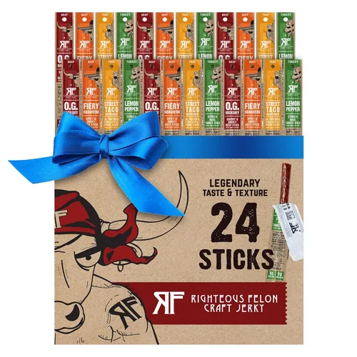Miniatura 10 de Paquete de variedad de palitos de res Righteous Felon Snack saludable para adultos Sin gluten y ceto Bajo en azúcar y alto en proteínas