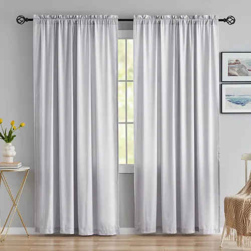 Miniatura 11 de Cortinas traslúcidas de privacidad que dejan entrar la luz, cortinas de privacidad semitransparentes de poliéster blanco, bolsillo para barra de 45