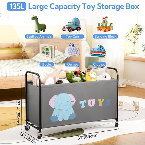 Miniatura 2 de GRANNY SAYS Caja de juguetes para niños y niñas, almacenamiento extra grande con ruedas, organizador de almacenamiento de juguetes de metal para Gris