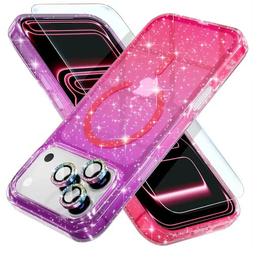 Miniatura 11 de Choiche Funda magnética para iPhone 15 Pro Max, funda transparente con purpurina brillante para mujer