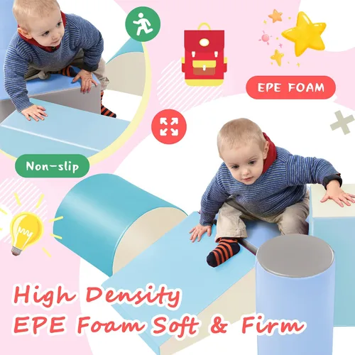 Miniatura 5 de Juego de actividades de escalada y gateo para interiores para niños pequeños, juego de espuma suave que incluye bloques de construcción, surtidos