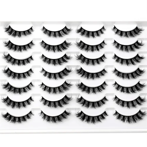 Miniatura 361 de Pooplunch - Pestañas postizas finas de visón sintético, estilo ojo de gato, naturales, cruzadas, tipo racimo, efecto 8D de volumen, tiras