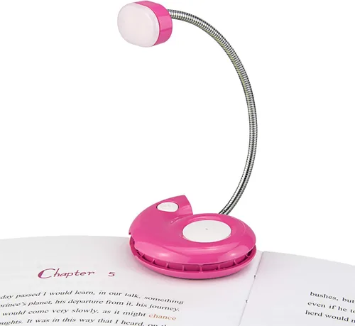 Luz de libro, lámpara LED de lectura con clip, recargable por USB, 3 brillos regulables, magenta