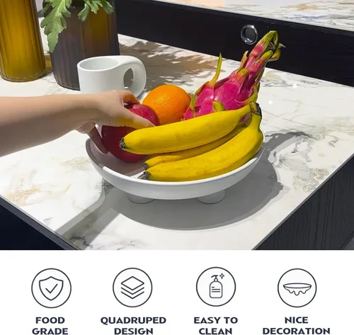 Miniatura 3 de Frutero de cerámica cuencos de cerámica para encimera de cocina, cuencos decorativos grandes de 10 pulgadas para decoración moderna del hogar