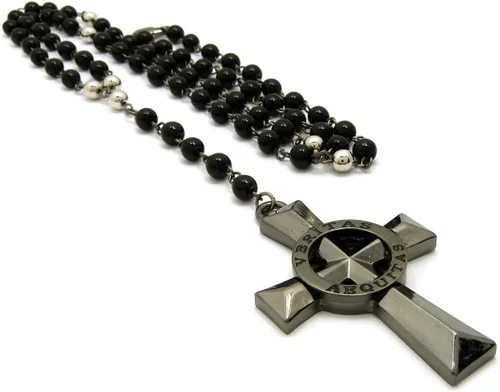 Miniatura 4 de COLLAR VERITAS AEQUITAS CRUZ BOONDOCK SAINTS COLLAR DE CRISTAL CON CUENTAS ROSARIO