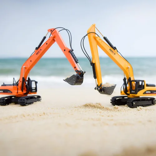 Miniatura 4 de Gemini&Genius Juguete de excavadora de largo alcance para niños, juguetes de excavadora de vehículos de construcción resistente, compartimento