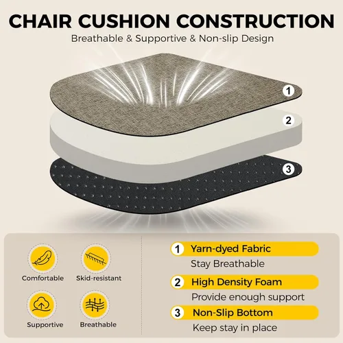 Miniatura 3 de downluxe Cojines para sillas de interior para sillas de comedor, almohadillas de espuma texturizadas suaves y cómodas para sillas de cocina con Caqui