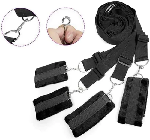 Miniatura 2 de Correas de cama Bonage para mujer, correas sexuales para amarrar la cama King para tobillos y muñecas, correas de cama tamaño Queen, esposas