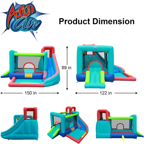 Miniatura 2 de Action Air Bounce House - Casa inflable con soplador para interiores y exteriores - Castillo hinchable con tobogán - Gran área hinchable, amor por