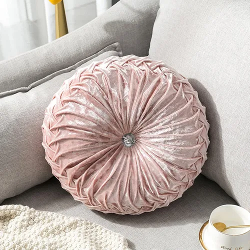 Miniatura 2 de HLOVME Cojín decorativo redondo para sofá, cama, sala de estar, cojín pequeño de suelo para adultos y niños, 13.7 pulgadas (A01-rosa)