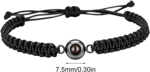 Miniatura 7 de Pulseras, elegante pulsera para parejas con 100 idiomas "I Loves You" Proyección en cristales mate piedra portátil para aniversarios