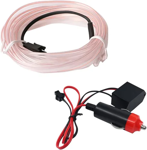 Tira de luces LED para el interior del automóvil, 16 pies de luz de neón con borde de costura para encendedor de cigarrillos automáticos, kits de