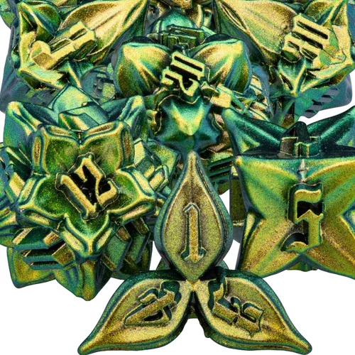 Miniatura 15 de ARUOHHA juego de dados de metal DND diseño de hoja púrpura, juego de dados poliédricos con caja, 7 piezas de dados D y D para juegos de rol RPG D20