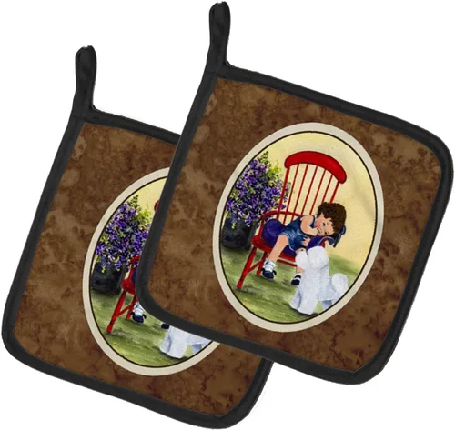 Miniatura 202 de Caroline's Treasures SS8617PTHD - Juego de soportes para ollas de cocina resistentes al calor, almohadillas calientes para horno para cocinar, Husky