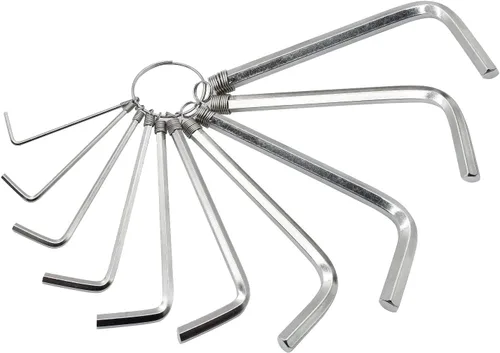 Bivethoi Juego de 10 llaves hexagonales Allen de 1,5 a 0.394 in, en forma de L, con llavero, llave hexagonal métrica, herramienta de reparación