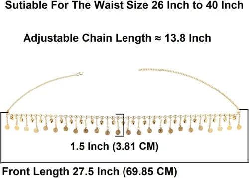 Miniatura 4 de Efulgenz Gold Tone Indian Jewelry for Women Dubai Style Kamarbandh Indian Gold Tone Ball Beads Chain Tassel Kamarbandh Belly Chain Waist Belt Beach