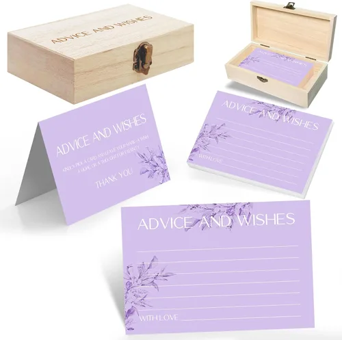 60pcs Lavender Eucalyptus Advice and Wishes Cards, 5.7"x3.8" Wedding Advice Cards for Bridal Shower, 250gsm Thick Paper Wedding Guest Book