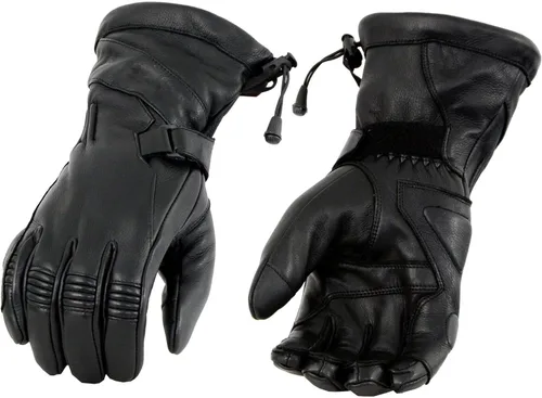 Milwaukee Leather MG7518 - Guantes para hombre de piel de ciervo negros para motocicleta con tecnología táctil i-Touch