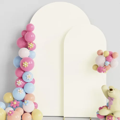 Miniatura 24 de Putros Funda para Arco de Boda 7.2 pies, Cubiertas de Soporte de Fondo Chiara de Spandex Negro Ajustado con Parte Superior Redonda de 6 pies, Juego