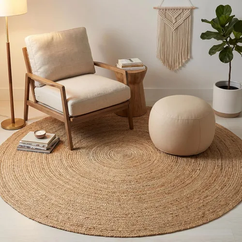 Miniatura 10 de Alfombra de punto de ganchillo tejida a mano, de yute, redonda, de 3 pies, natural, antideslizante, hecha a mano, para cocina, sala de estar
