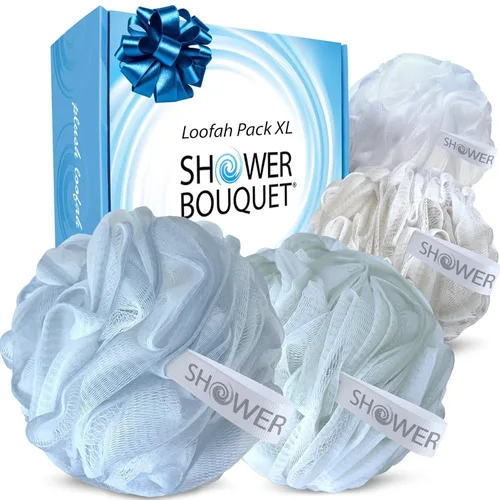 Miniatura 10 de SHOWER BOUQUET Esponja de baño de lufa XL Swirl-Deep-Deep-4-Pack/ Extra Grande 2.65 oz de malla suave Luffa Loofa Lufa Lufa Puff Set/Exfoliante