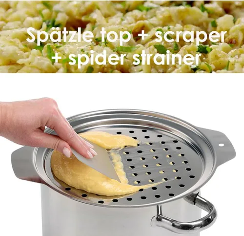 Miniatura 2 de Tapa de acero inoxidable con raspador – Colador de araña de acero inoxidable, cuchara para pasta, cuchara para pasta, juego de fideos de huevo