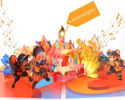 Miniatura 8 de Tarjeta de cumpleaños de gato desplegable 3D con canción de miau, velas sopladas y luces coloridas, bonito regalo sorpresa para niños, niñas, hijo