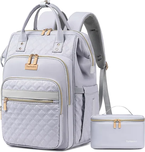 Miniatura 9 de Mochila de almuerzo, mochila para laptop de 15.6 pulgadas para mujeres, enfermeras, profesores, mochila de trabajo con lonchera aislada, Negro