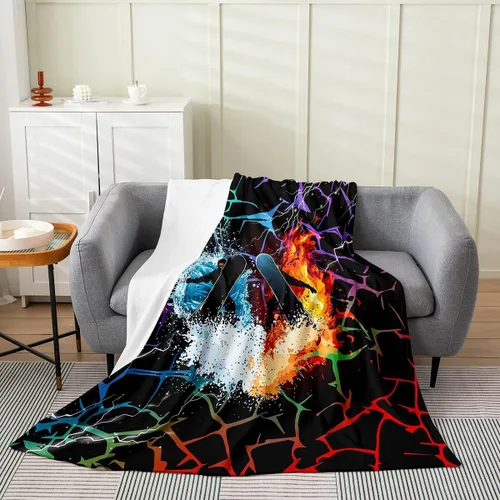 Miniatura 8 de Erosebridal Manta de snowboard de 40 x 50 pulgadas, moderna manta abstracta para niños y niños, acogedora para cama y sofá, manta de forro polar