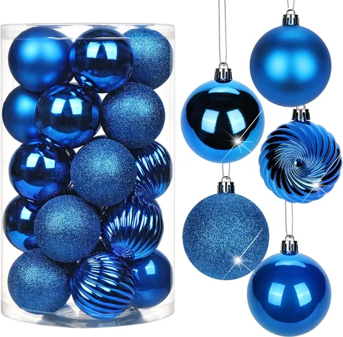 Miniatura 30 de Adornos de bolas de Navidad negras de 2.36 pulgadas, 25 piezas inastillables, set de adornos de Navidad, bolas de Halloween, adorno negro para árbol