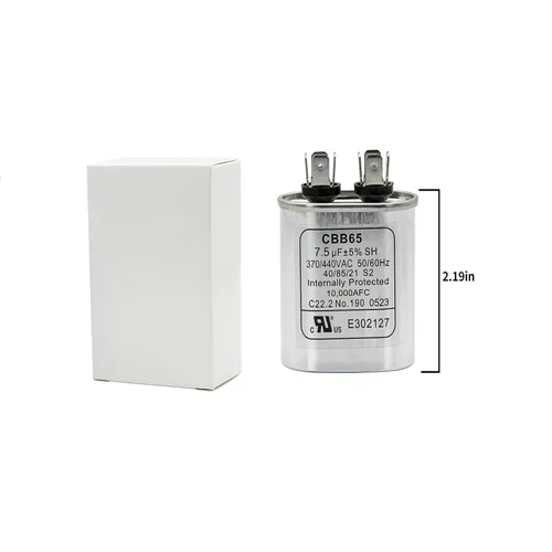 Miniatura 4 de (2 unidades) 7.5 uF ±6% 7.5 MFD 370V/440V CBB65 Condensador de arranque ovalado para arranque del ventilador y aire acondicionado o bomba de calor
