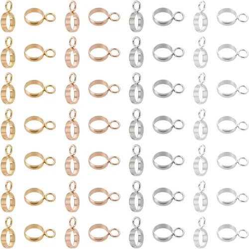 UNICRAFTALE Acerca de 80 piezas de 4 colores de anillo de acero inoxidable de cuentas de fianza encanto de 0.157 in de percha interior conectores