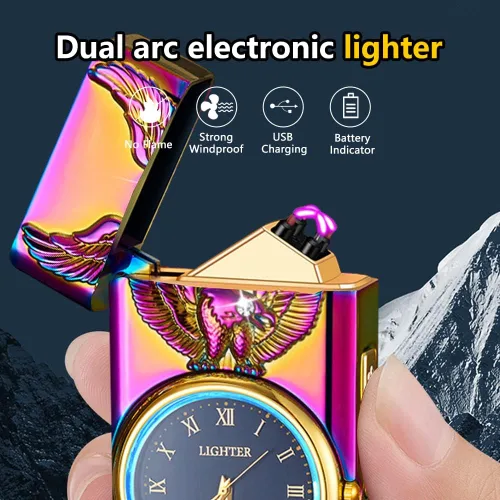 Miniatura 2 de GADATOP Eagle - Encendedor multifuncional – Arco eléctrico, plasma, resistente al viento, iluminación LED de esfera luminosa de metal a la moda