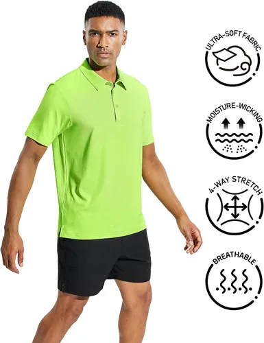 Miniatura 3 de MIER Polo de manga corta para hombre, protección solar, polo de golf, secado rápido