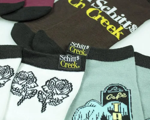 Miniatura 3 de CultureFly Schitts Creek Merchandise Rosebud Motel Cafe Tropical Rose Boticary Paquete de 5 calcetines de tobillo que combinan y combinan